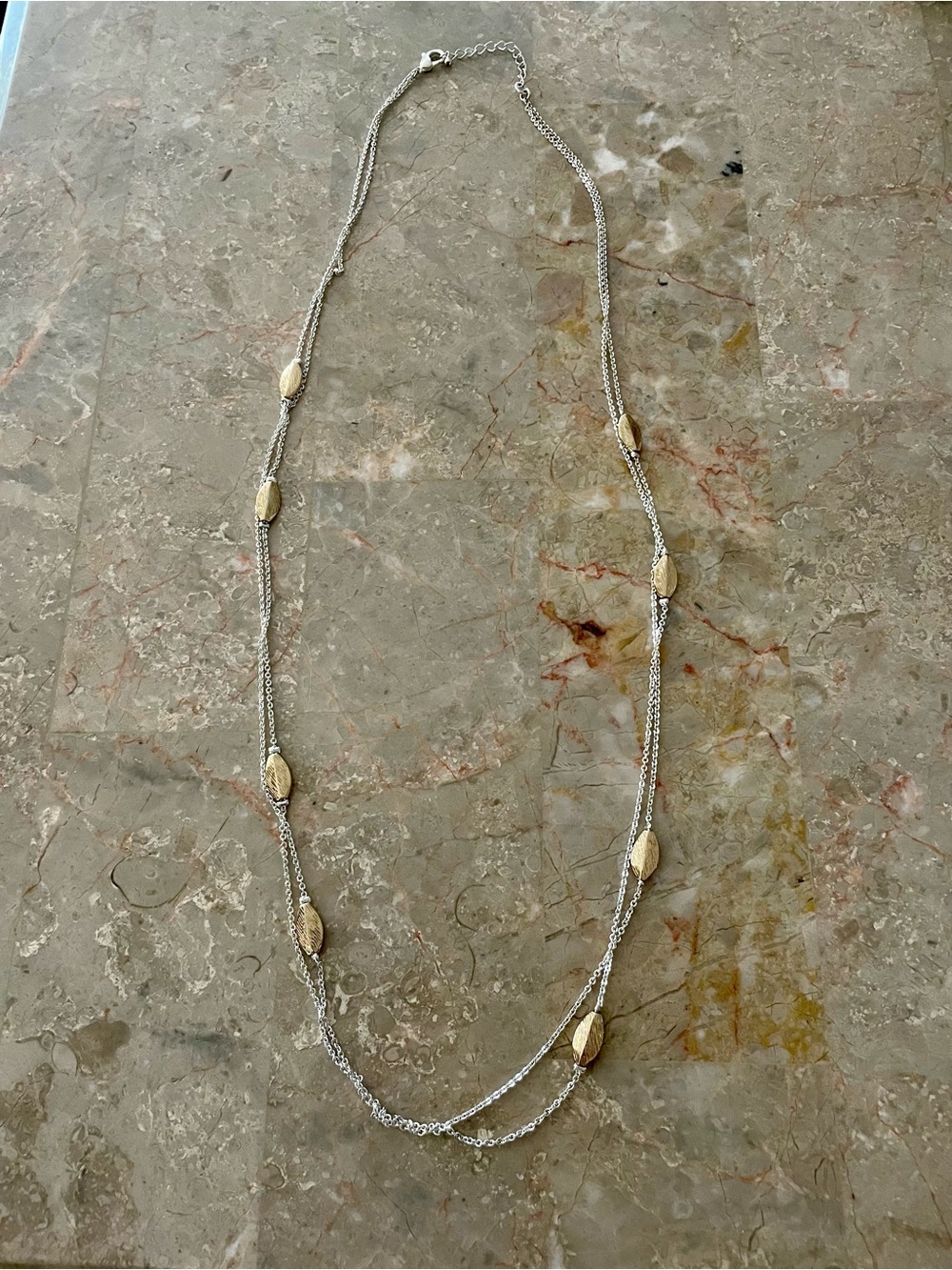 Layered Silver and Gold Bead Women's Necklace